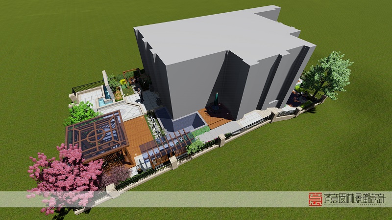 鄭州別墅花園設(shè)計(jì)施工,龍湖九溪郡別墅庭院設(shè)計(jì)